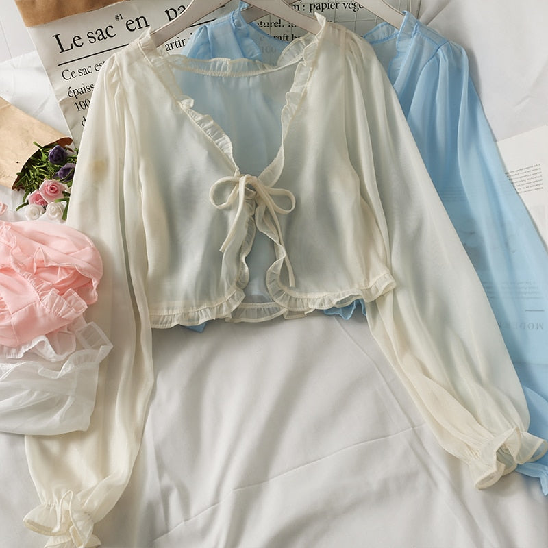 Thin Coat Casual Lace Bow Summer Sun Protection Female Cardigan Shirt Clothing Tops - MERGE.DAY.1.FREESTYLE