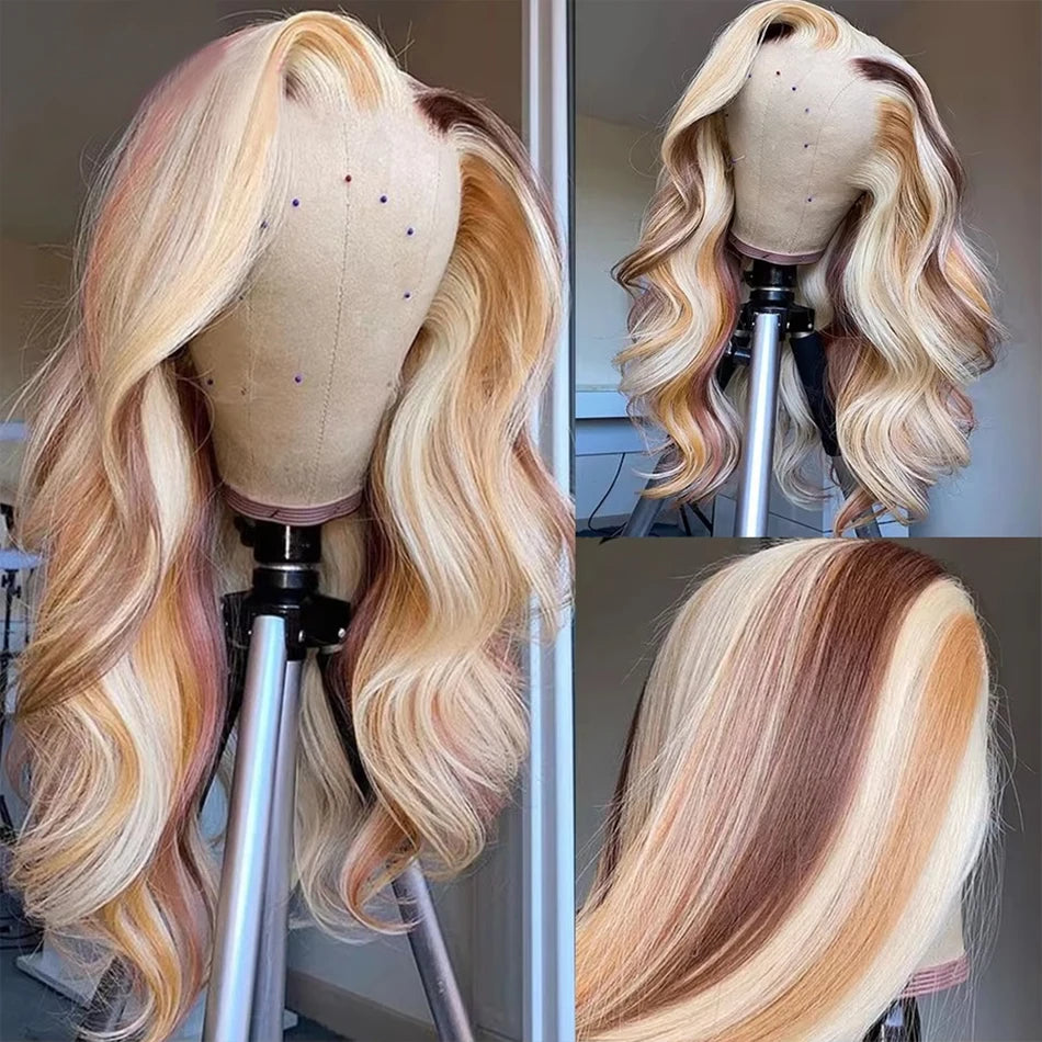 Ash Blonde Lace Front Human Hair Wig Remy Vietnamese 4/613 Highlight Wig Body Wave 13x4 Colored Wigs 613 HD Lace Frontal Wig - MERGE.DAY.1.FREESTYLE