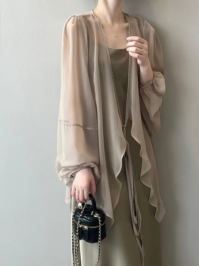 Women High Street Casual Lacing Button Cardigan Elegant All-match Top - MERGE.DAY.1.FREESTYLE