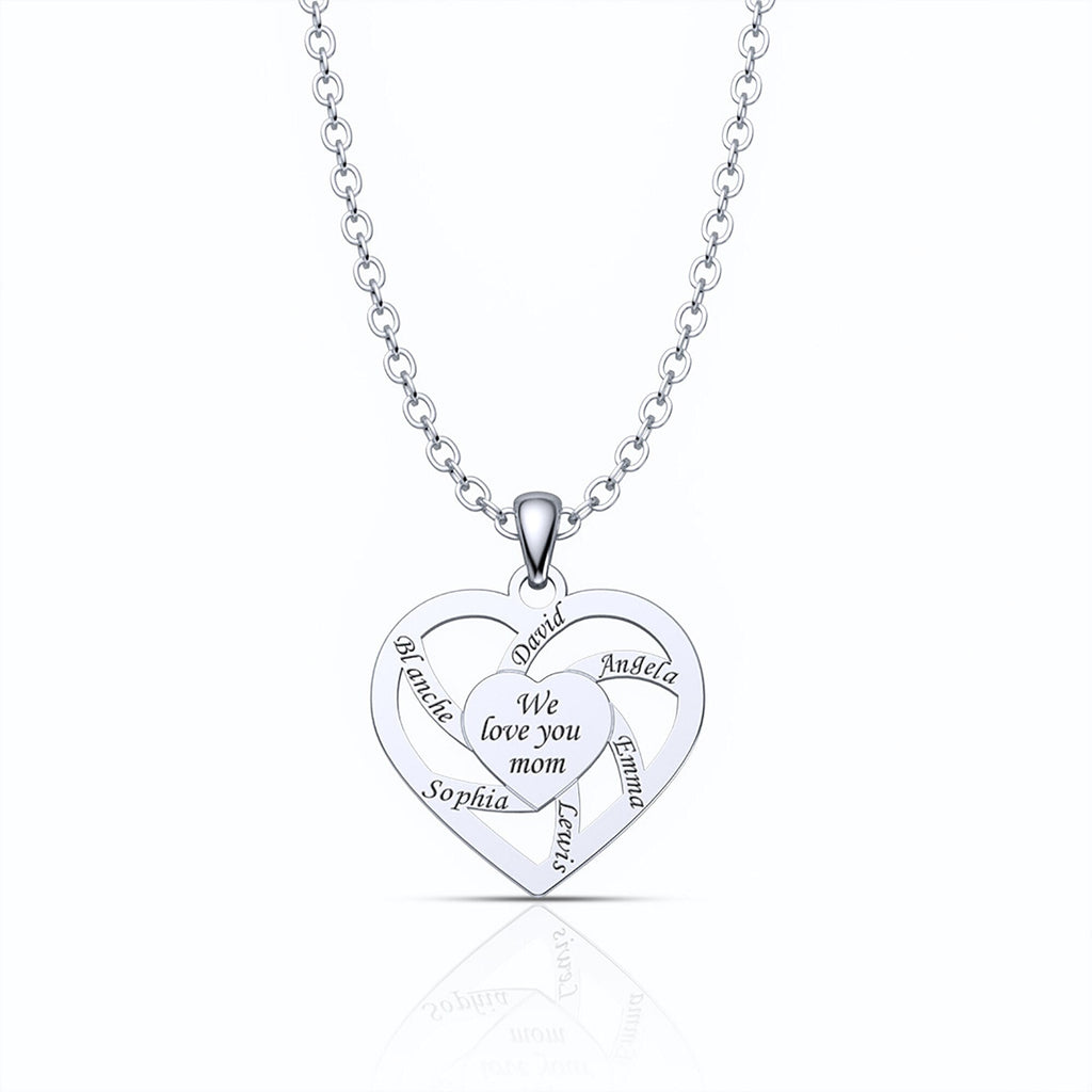 Personalized Mother Name Necklace With Text Custom Heart Pendant Necklace - MERGE.DAY.1.FREESTYLE