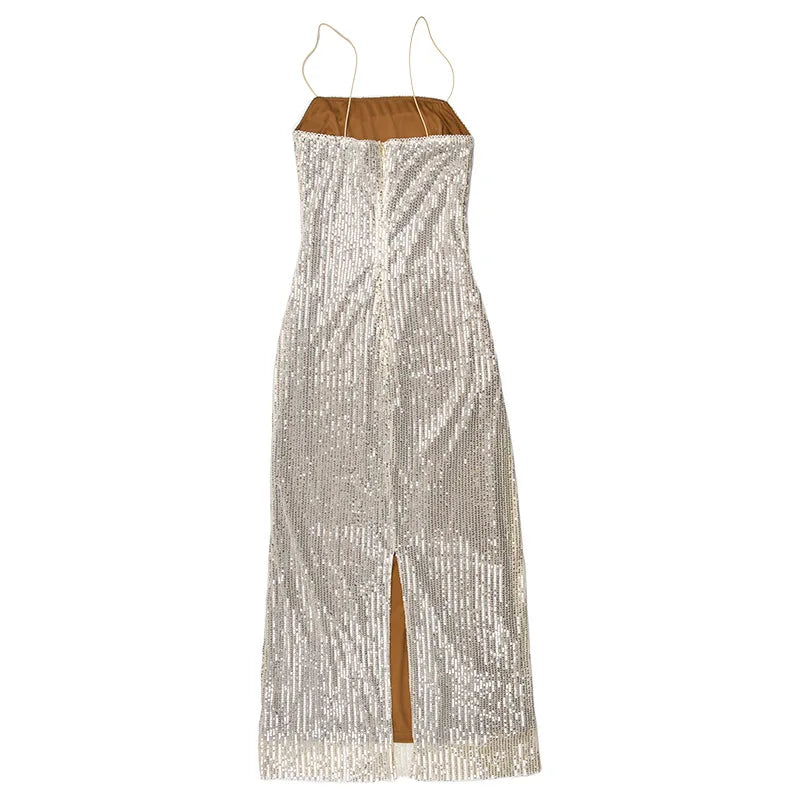 Sleeveless Glitter Sequined Evening Party Club Maxi Dress - MERGE.DAY.1.FREESTYLE