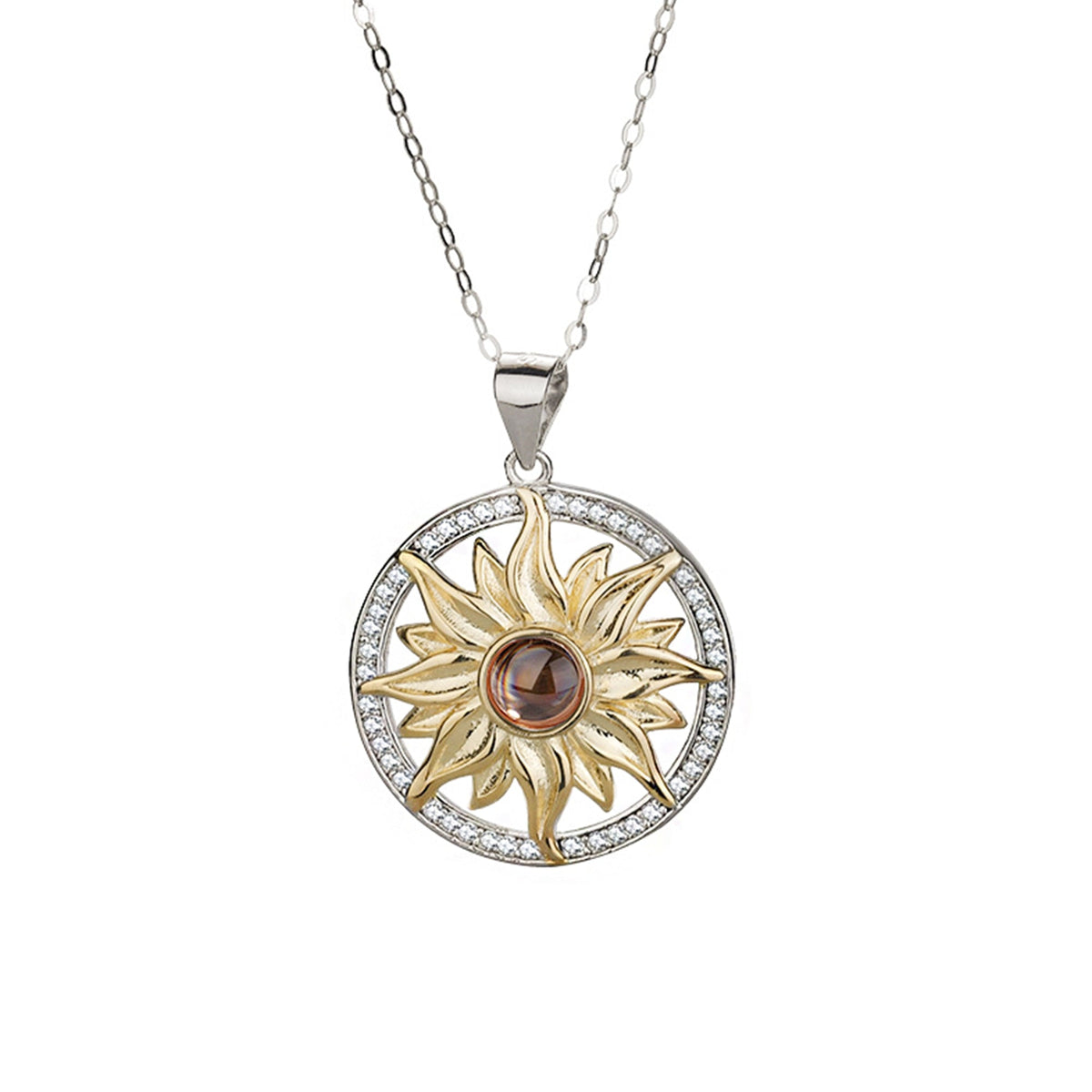 Custom SunFlower Projection Necklace Personalized Lover Keepsake Jewelry - MERGE.DAY.1.FREESTYLE
