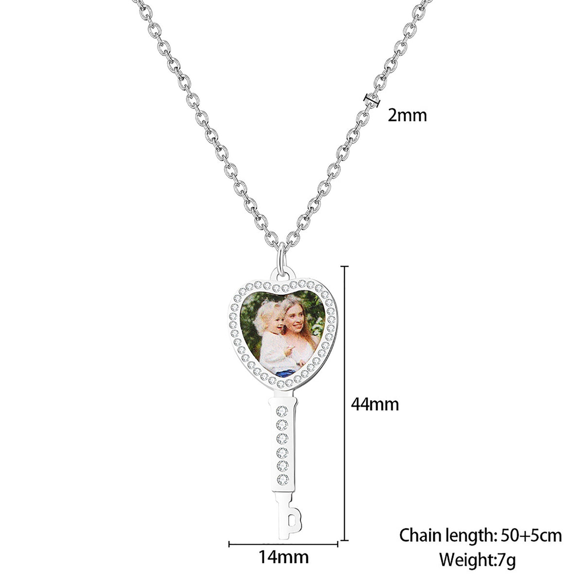 Customizable Photo Key Necklace Hip Hop Silver Color Pendant Necklace - MERGE.DAY.1.FREESTYLE