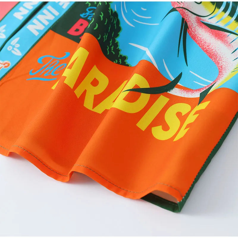 Beach Printed Lapel Shirt Pants Suits - MERGE.DAY.1.FREESTYLE