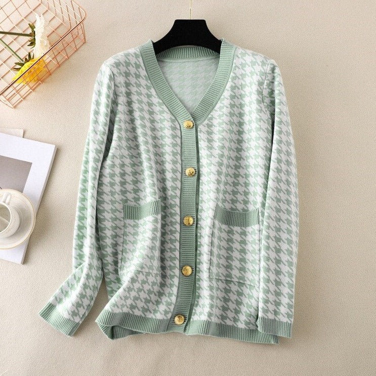 V-neck Striped Cardigans Sweaters Long Sleeve Loose Knitted Open Stitch Outwear - MERGE.DAY.1.FREESTYLE