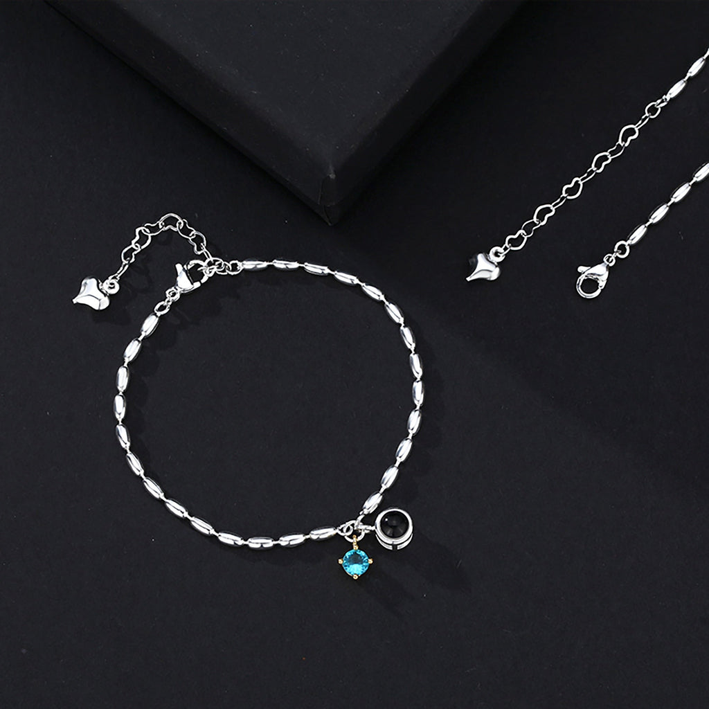 Customized birthstone and photo Circle Photo Bracelet Projection Bracelets - MERGE.DAY.1.FREESTYLE