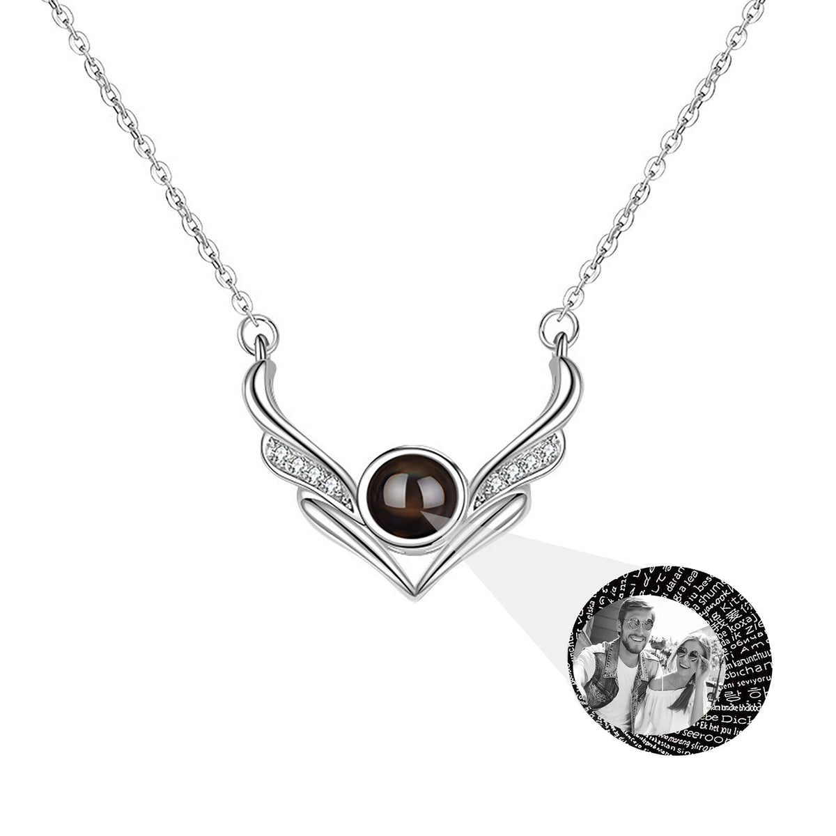 Angel wings with customizable photosProjection Necklace Pendant Jewelry - MERGE.DAY.1.FREESTYLE