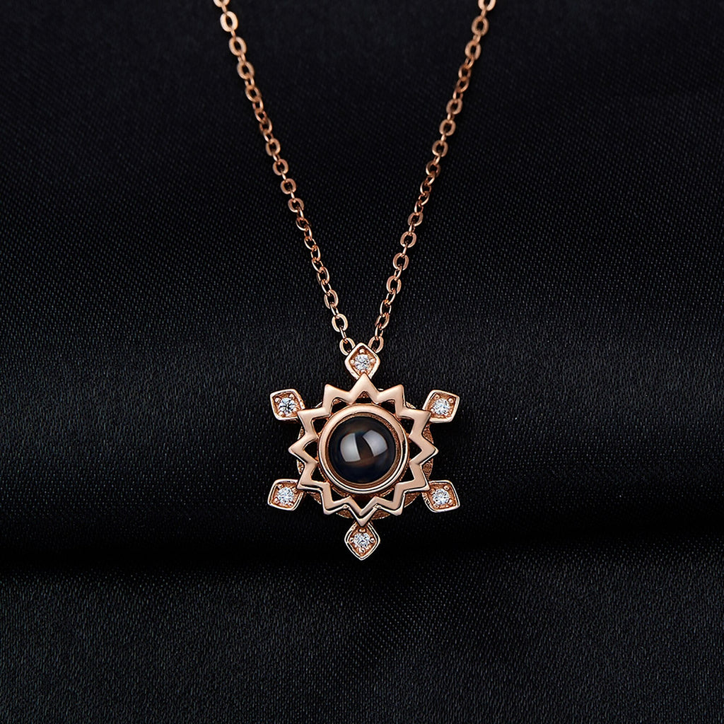 Pendant Custom Photo Flower Necklace 925 Silver Romantic Gift For Girlfriend - MERGE.DAY.1.FREESTYLE