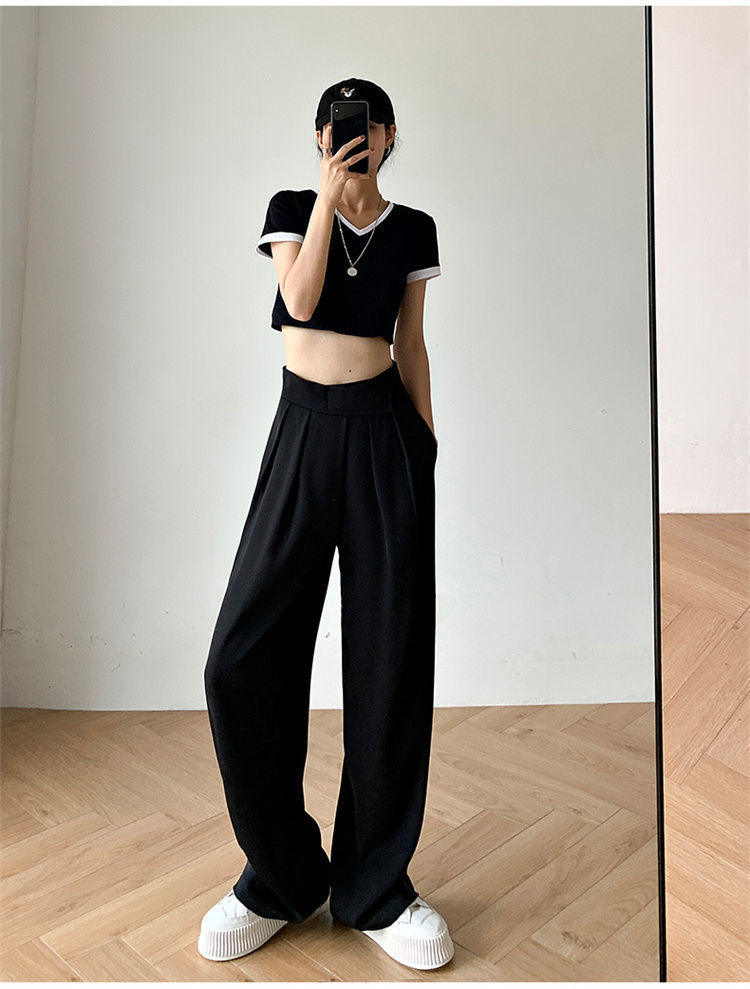 Casual Baggy Trousers Women Summer High-Waist Pants Loose Straight Mopping Pants - MERGE.DAY.1.FREESTYLE