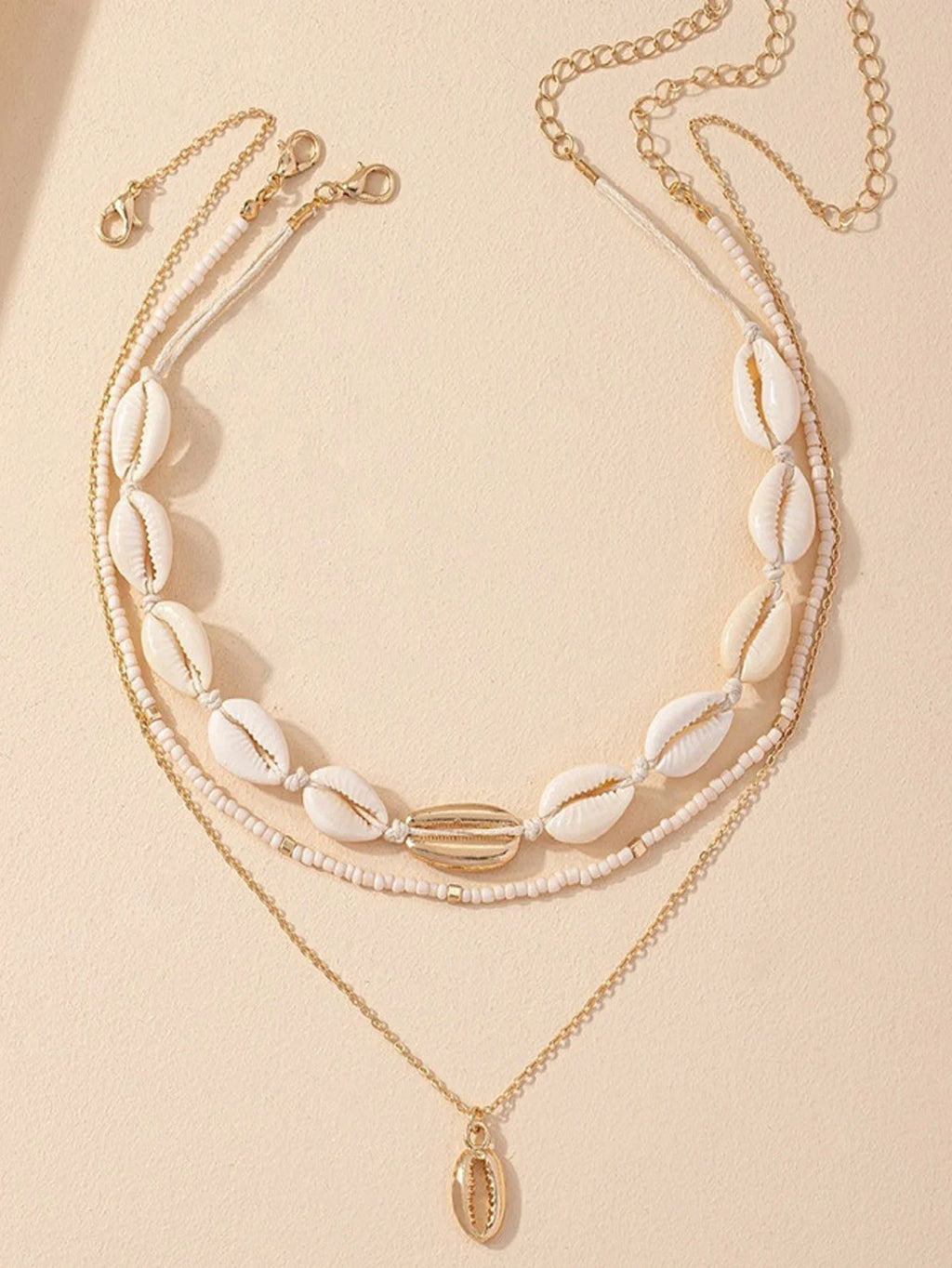 3Pcs Rice beads Shell Pendant Necklace - MERGE.DAY.1.FREESTYLE