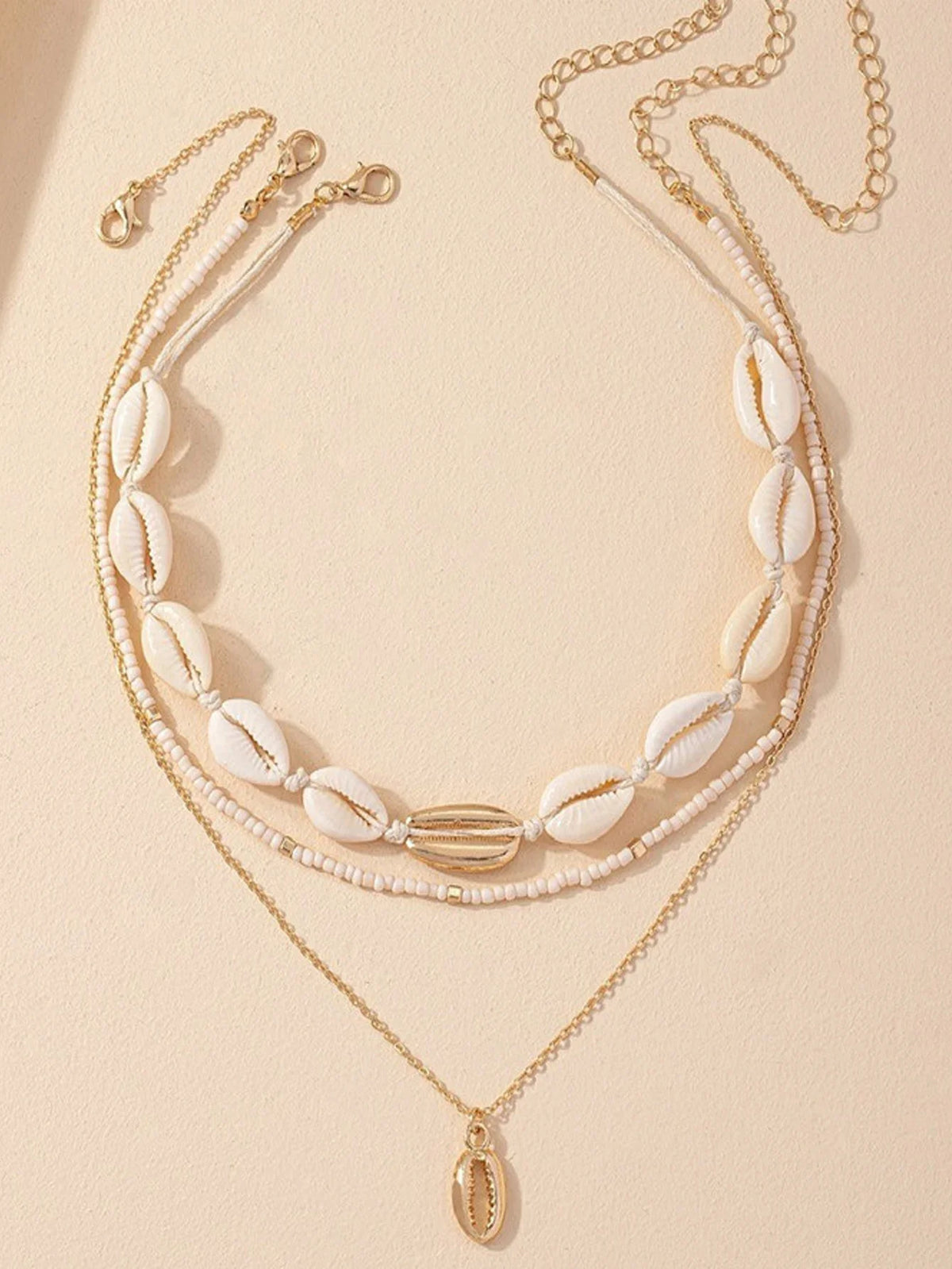 3Pcs Rice beads Shell Pendant Necklace - MERGE.DAY.1.FREESTYLE