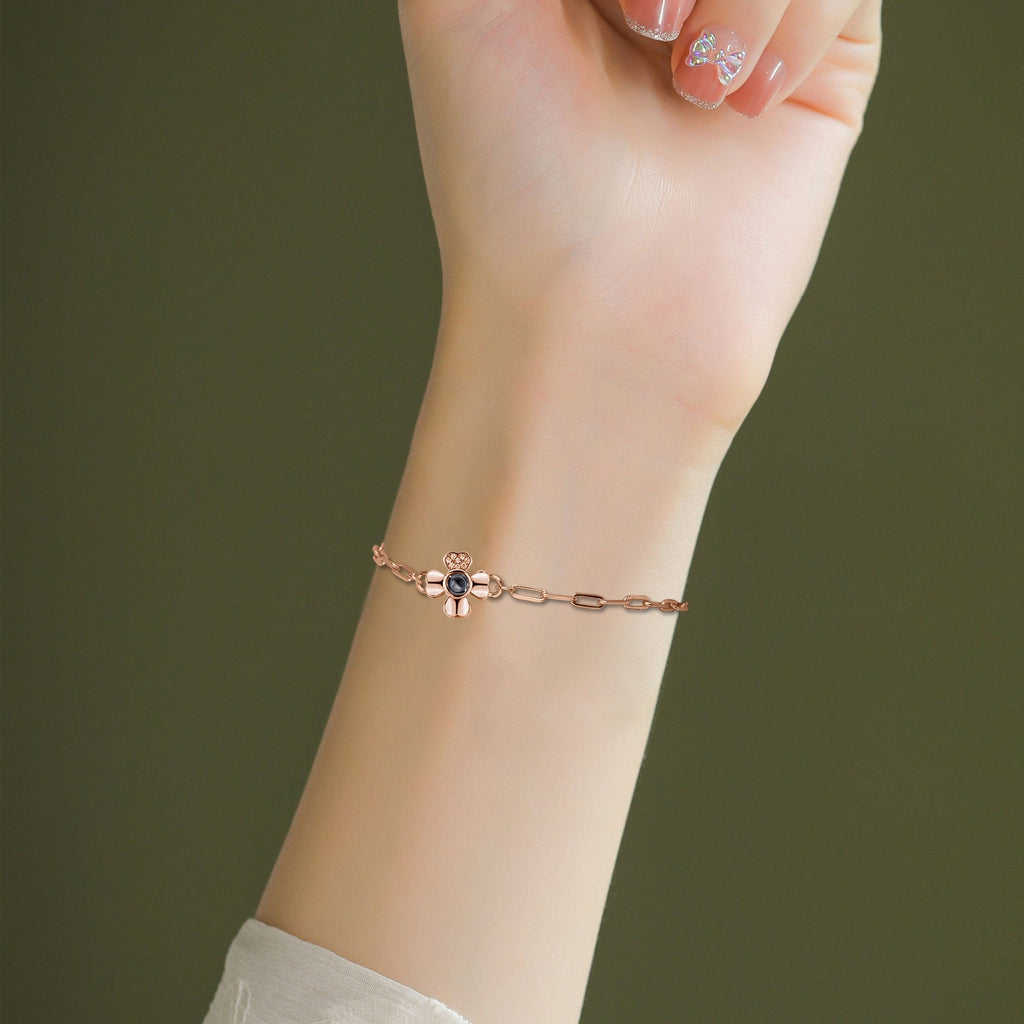 Four leaf clover with customized photos Projection Bracelet Personality Jewelry - MERGE.DAY.1.FREESTYLE