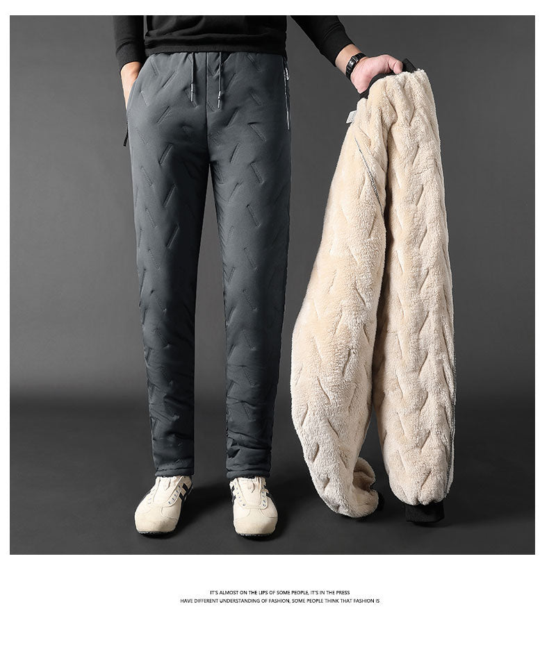 Winter Zip Pockets Thicken Fleece Sweatpants Joggers Water Proof Thermal Trousers - MERGE.DAY.1.FREESTYLE