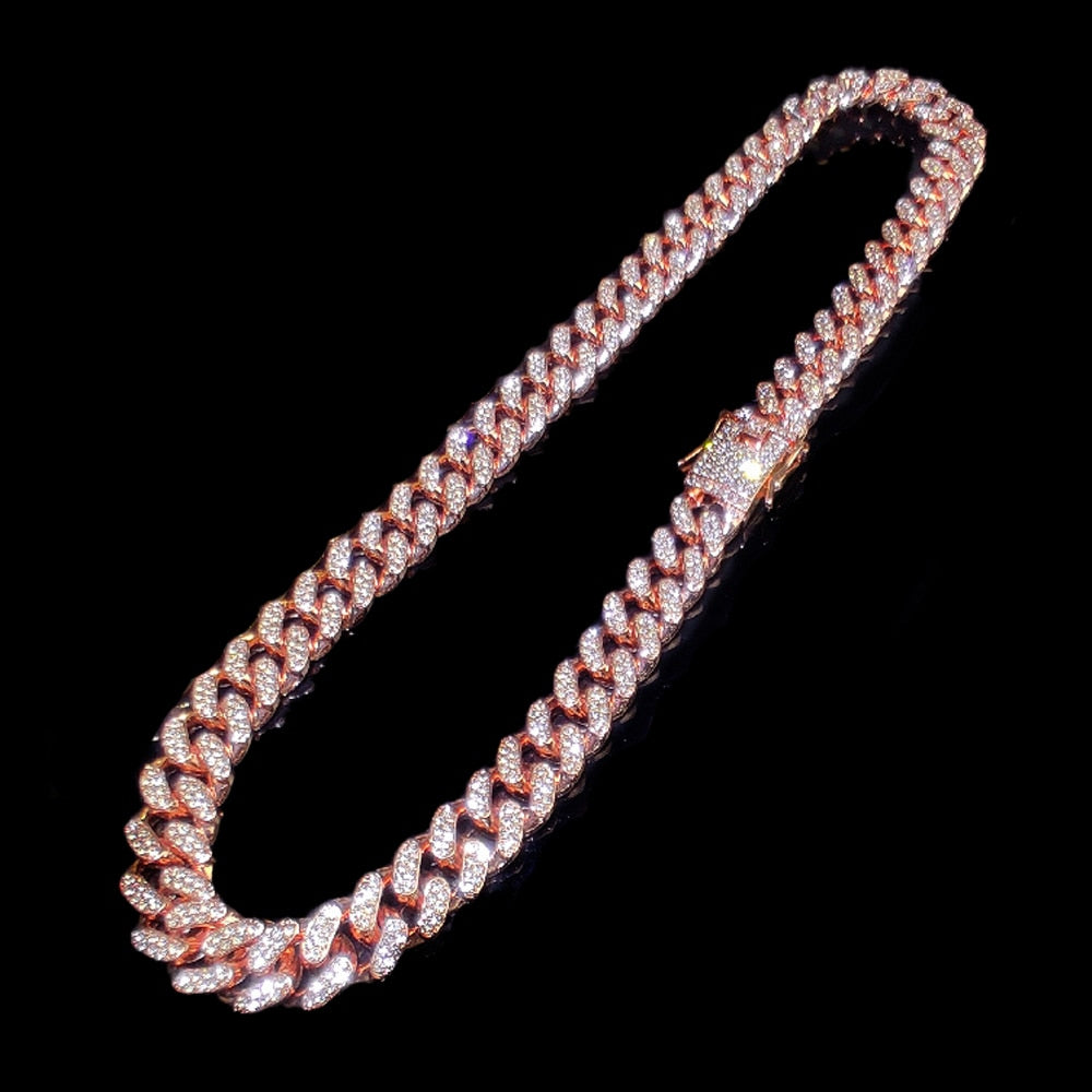 13MM AAA Rhinestone Iced Out Miami Cuban Link Chain Hip Hop Necklace - MERGE.DAY.1.FREESTYLE