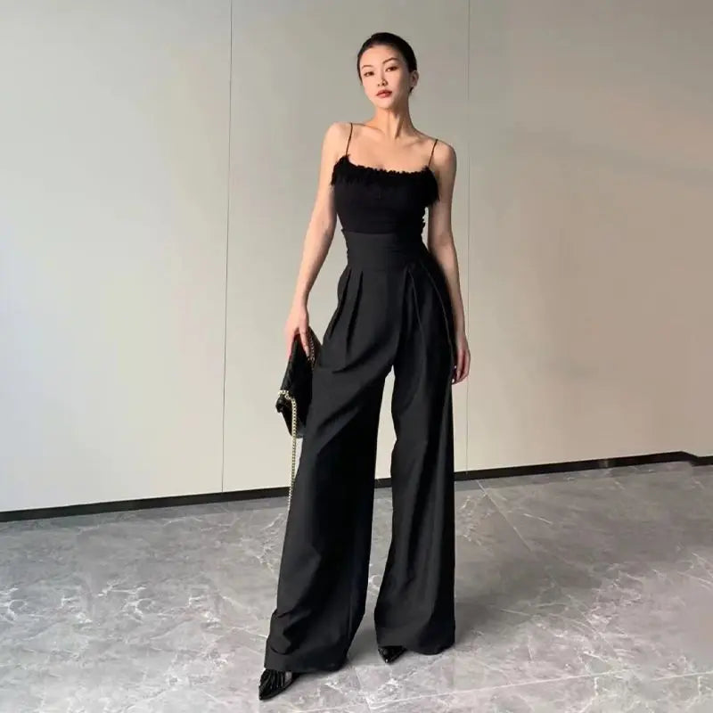 Magic High Waist Loose Straight Drooping Mopping Casual Trousers - MERGE.DAY.1.FREESTYLE