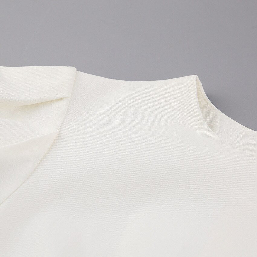 Summer Puff Short Sleeve Dress O-neck Office Lady Solid Color A-line Dress - MERGE.DAY.1.FREESTYLE
