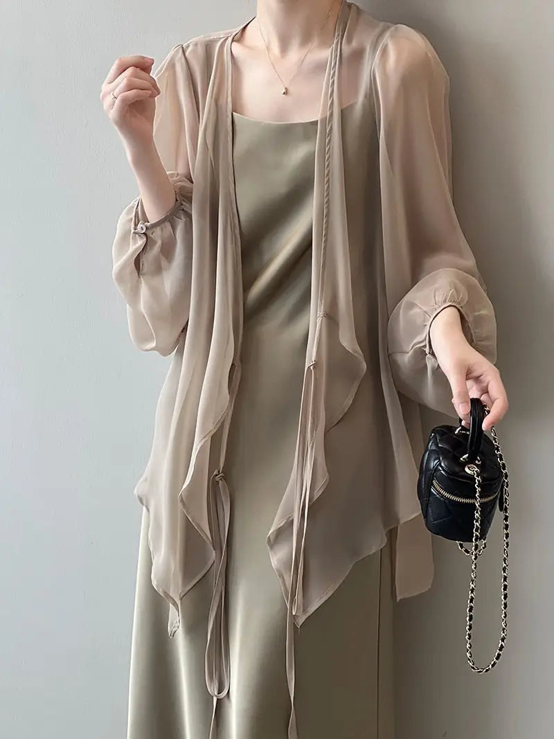 Women High Street Casual Lacing Button Cardigan Elegant All-match Top - MERGE.DAY.1.FREESTYLE
