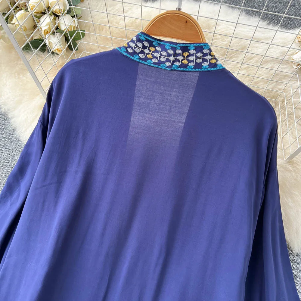 Retro Embroidery Sun Protection Shirt Chiffon Long Streetwear - MERGE.DAY.1.FREESTYLE