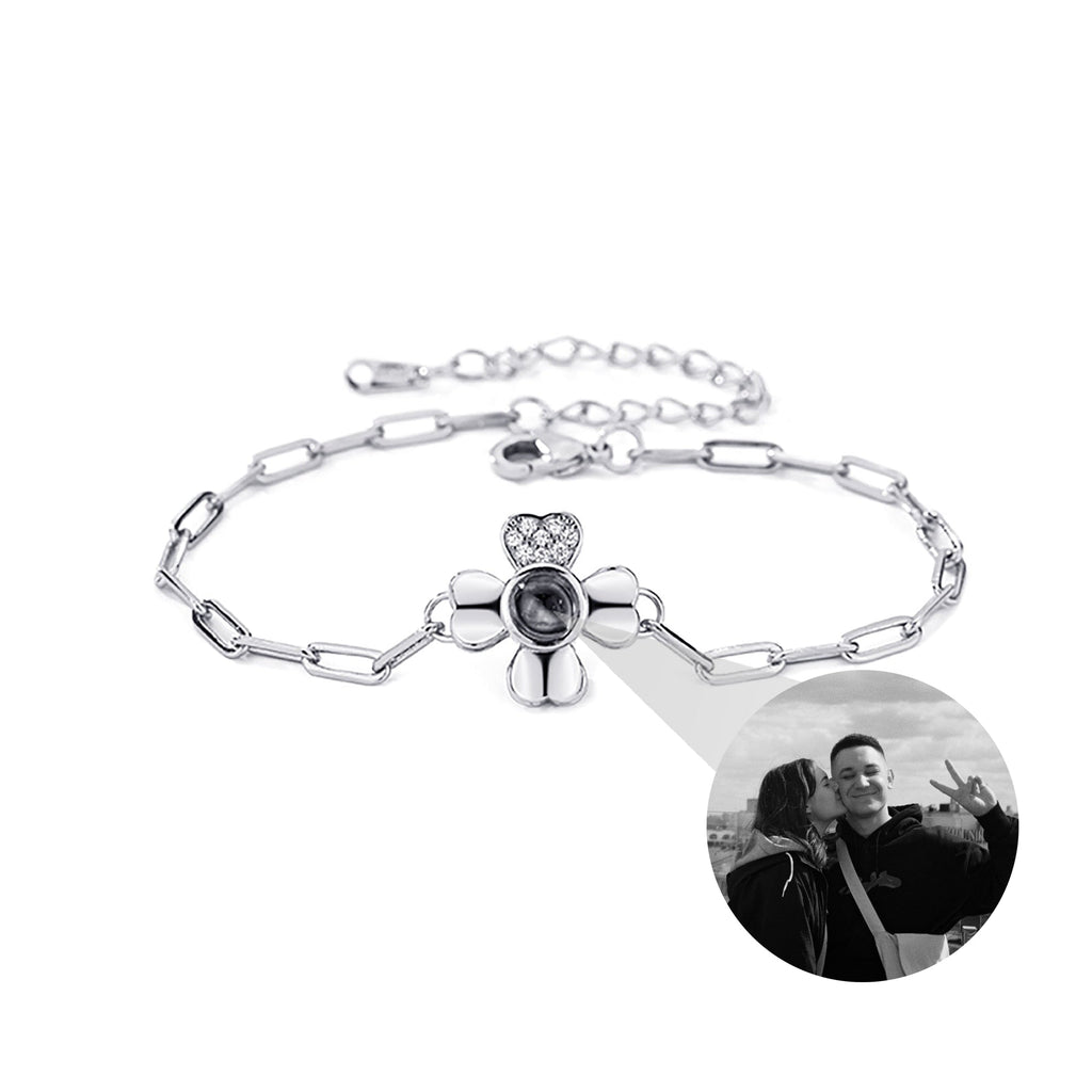 Four leaf clover with customized photos Projection Bracelet Personality Jewelry - MERGE.DAY.1.FREESTYLE