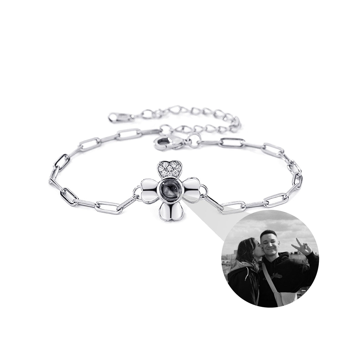 Four leaf clover with customized photos Projection Bracelet Personality Jewelry - MERGE.DAY.1.FREESTYLE