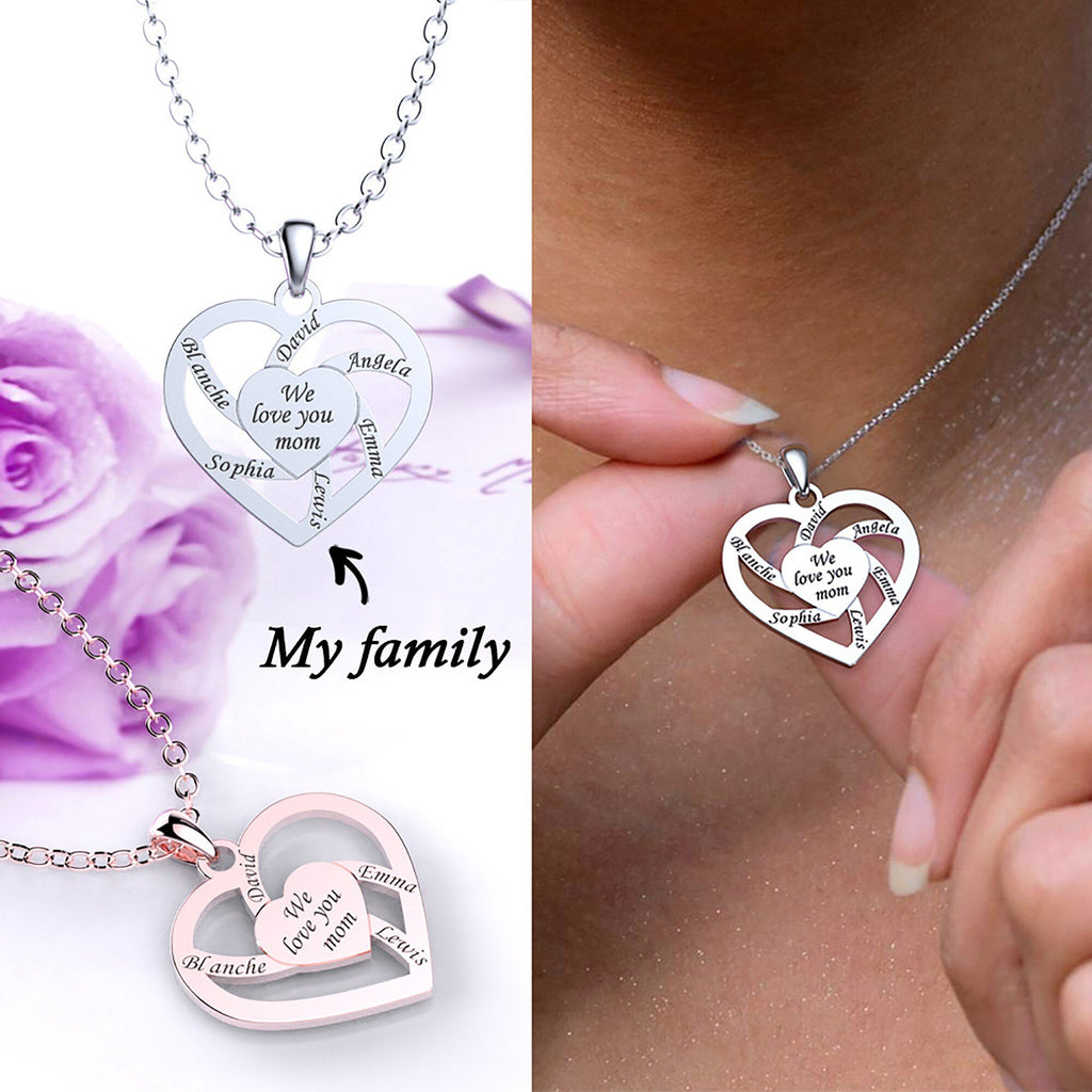 Personalized Mother Name Necklace With Text Custom Heart Pendant Necklace - MERGE.DAY.1.FREESTYLE