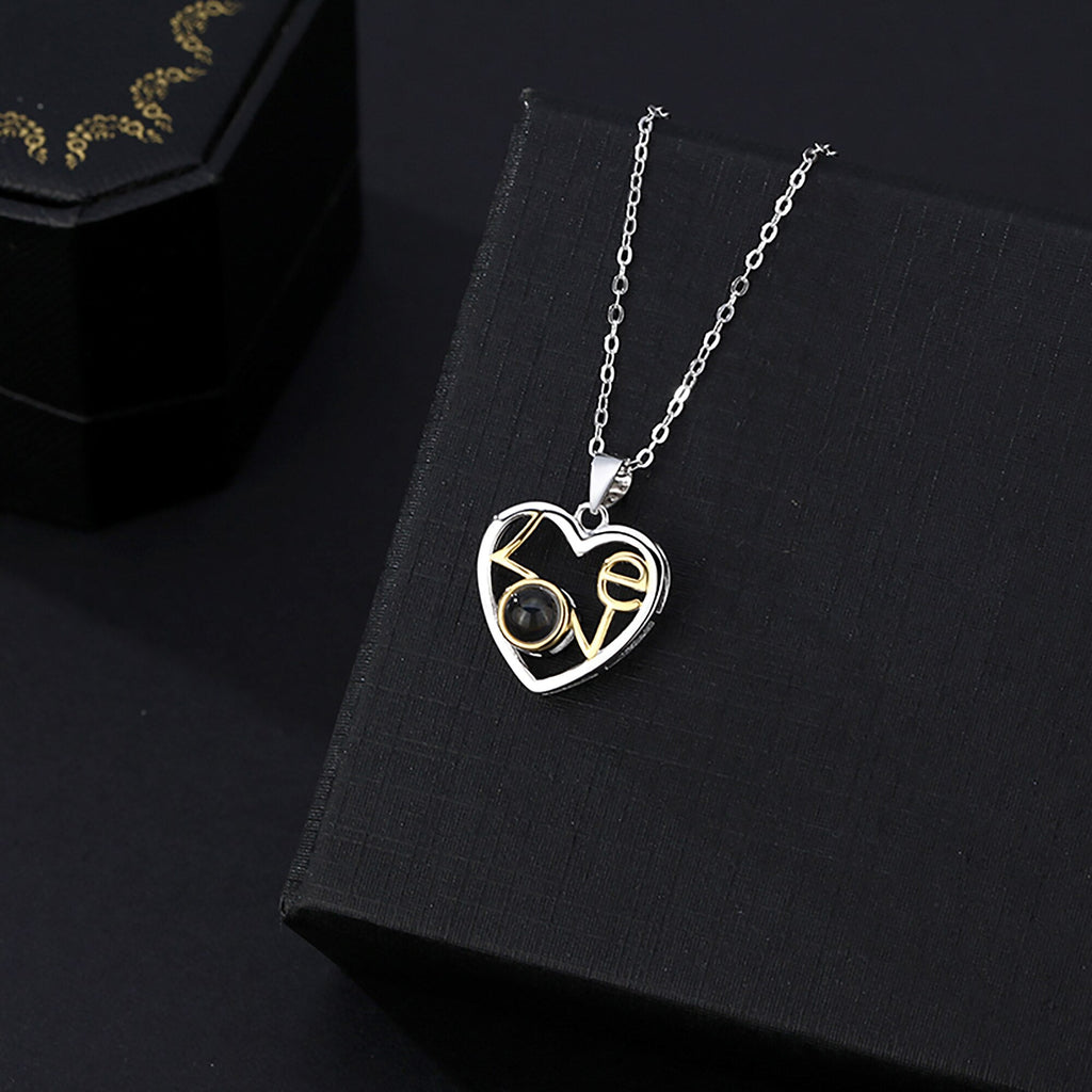 Customizable photo Necklace Round Heart Pendant Romantic Memory Projection Necklaces - MERGE.DAY.1.FREESTYLE