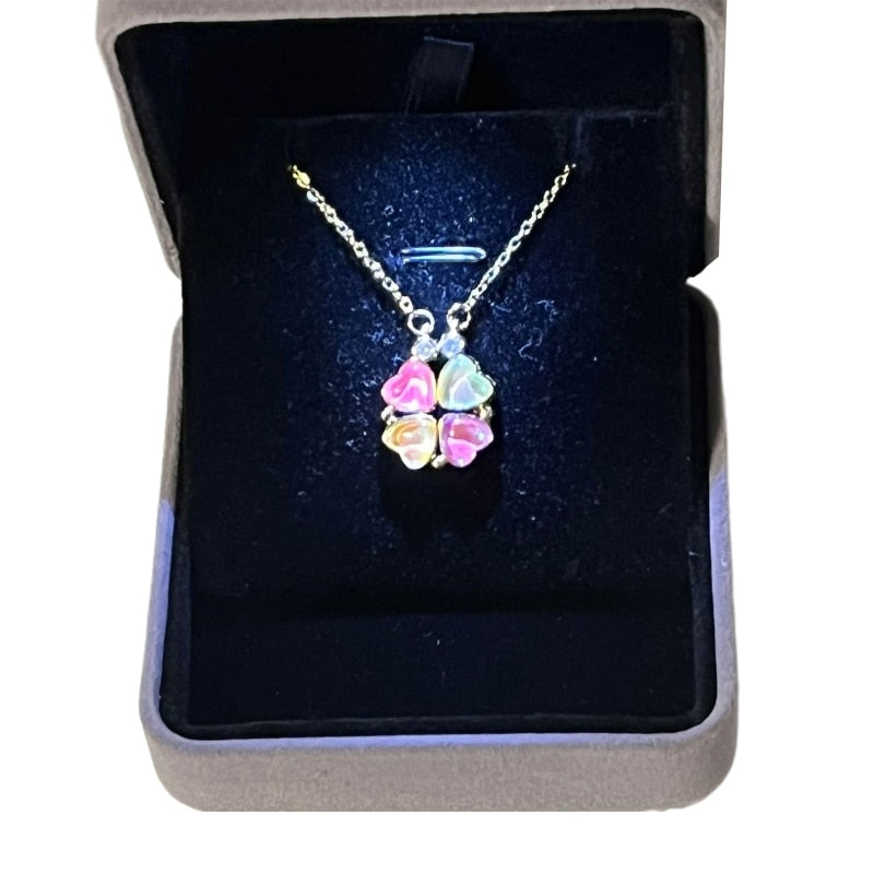 Lucky Four Leaf Clover Necklace 4-in-1 Wearing 2 Sides Heart Love Pendant - MERGE.DAY.1.FREESTYLE
