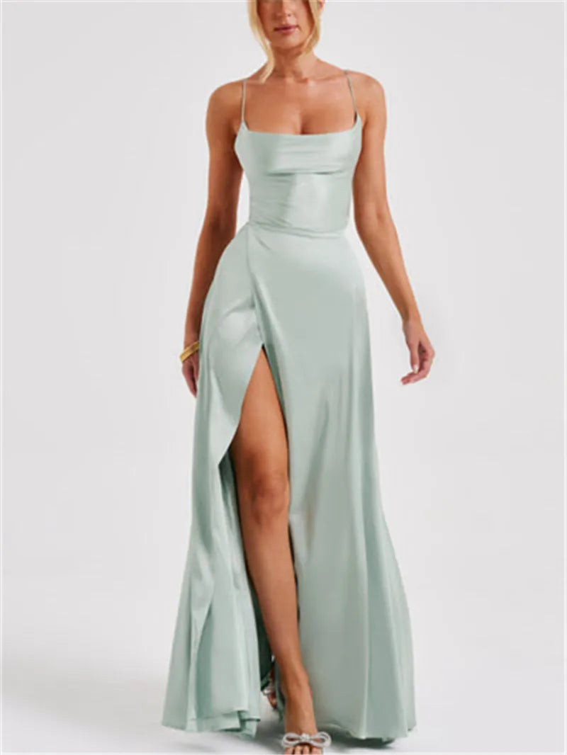 Formal Dress Elegant Solid Color Backless Split Evening Gown - MERGE.DAY.1.FREESTYLE