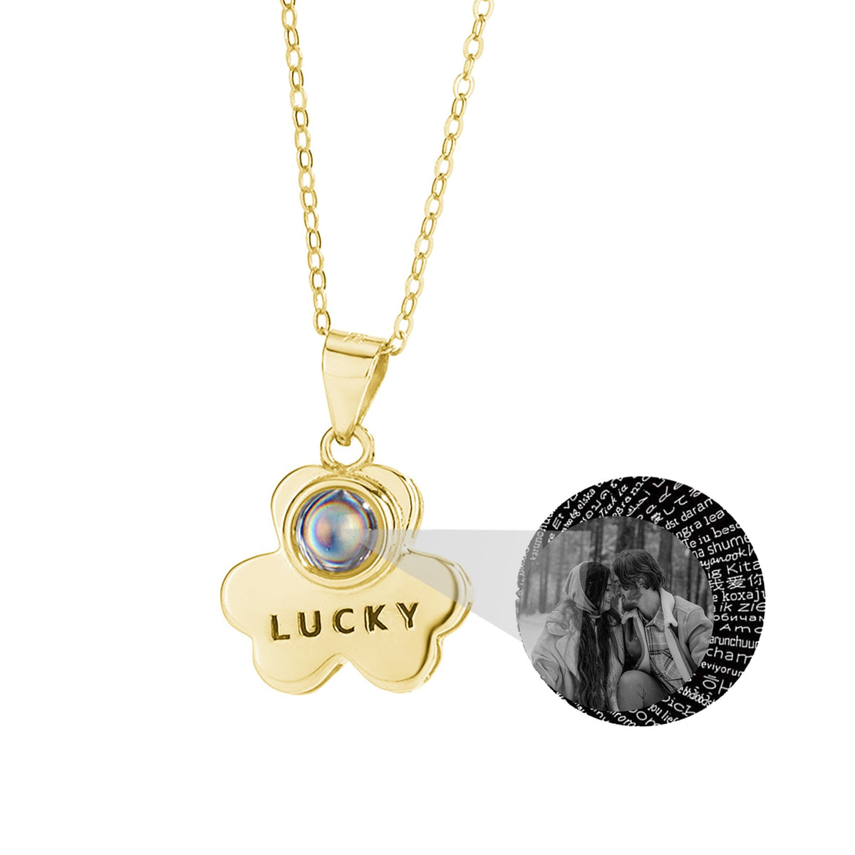 Customizable Photo Bear Projection Necklace Silver Shiny Necklace - MERGE.DAY.1.FREESTYLE