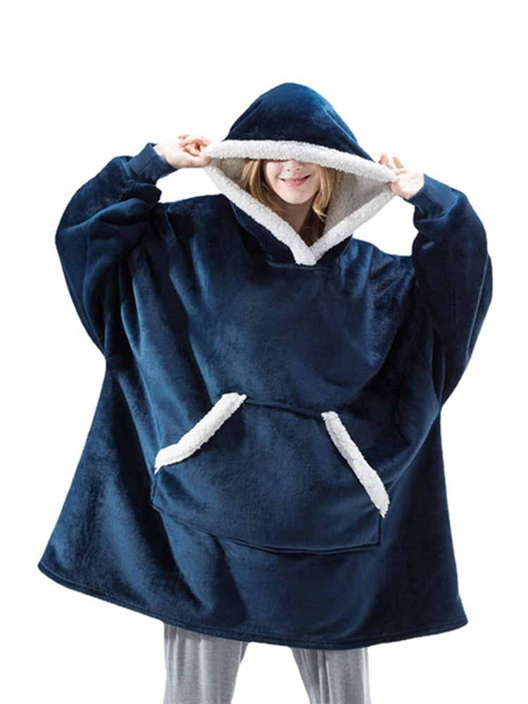 Winter Oversized Hoodies Women Giant Hoody Flannel Fleece Wearable Blanket - MERGE.DAY.1.FREESTYLE