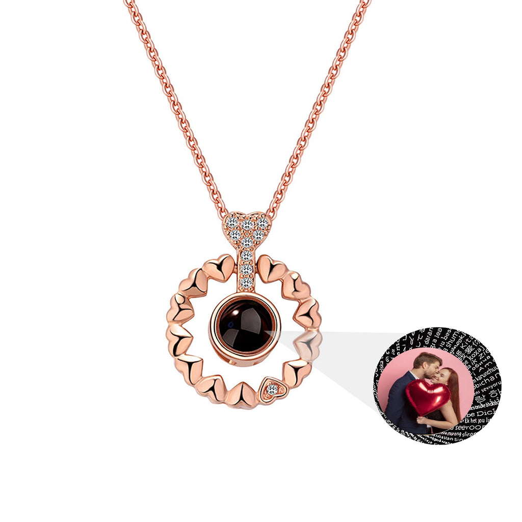 Love projection necklace with customizable photos Necklace Heart Pendant - MERGE.DAY.1.FREESTYLE