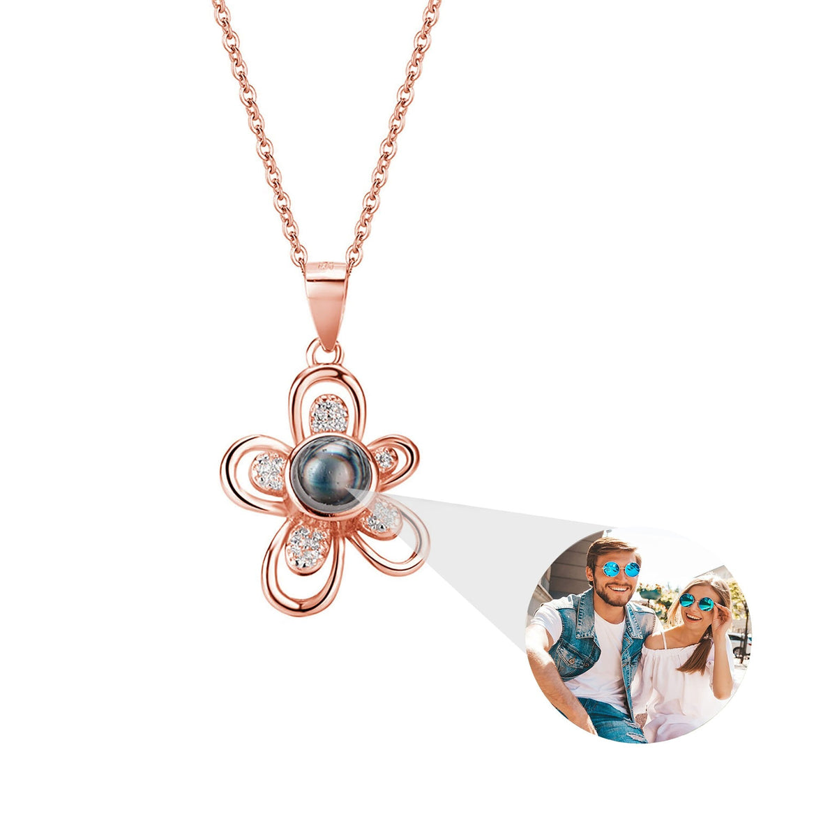 Flowers that can be customized for photos Projection Necklace Pendant Jewelry - MERGE.DAY.1.FREESTYLE