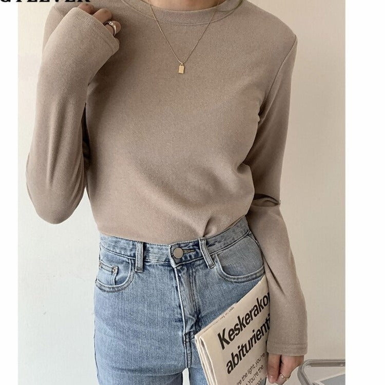 Slim Fit Autumn Winter Bottoming Pullovers Shirt Female Casual Basic Tops Goth - MERGE.DAY.1.FREESTYLE