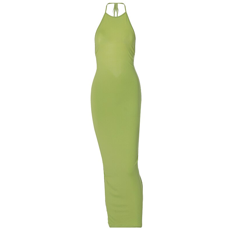 Halter Bandage Sleeveless Backless Shirring Draped Maxi Dress Sexy Streetwear - MERGE.DAY.1.FREESTYLE