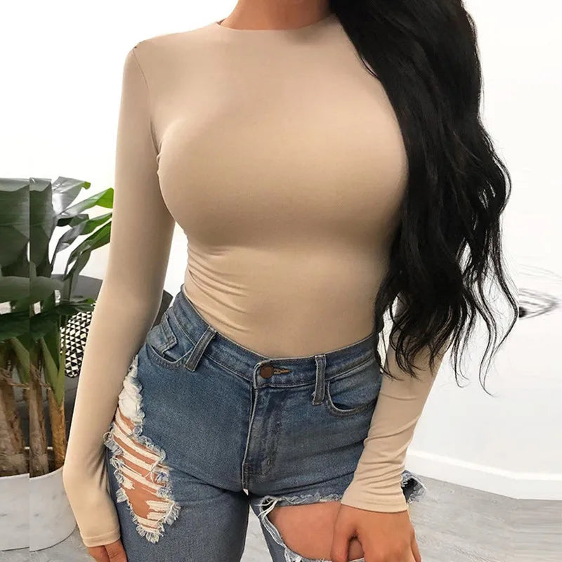 Sexy Y2k Women cotton Bodysuits Long Sleeve Bodysuit O Neck Body Top - MERGE.DAY.1.FREESTYLE