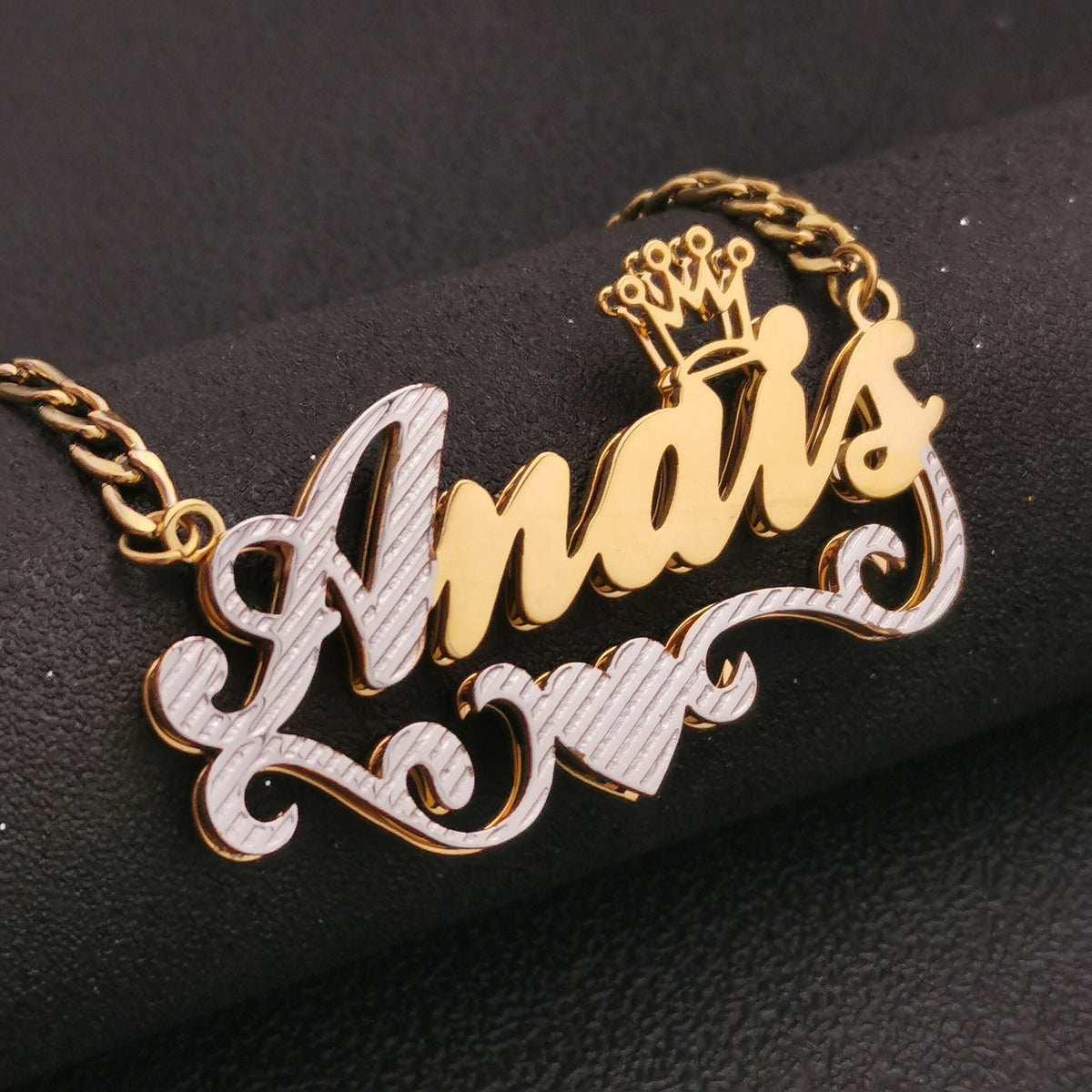 3D Double Plate Custom Nameplate Necklace Gold Plate Pendant Personalized Name Necklace - MERGE.DAY.1.FREESTYLE