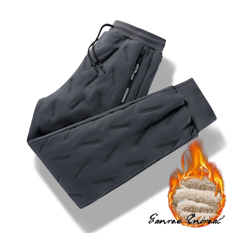 Winter Zip Pockets Thicken Fleece Sweatpants Joggers Water Proof Thermal Trousers - MERGE.DAY.1.FREESTYLE