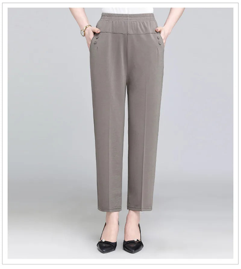 Spring Summer Pants Thin Elastic Waist Loose Cotton - MERGE.DAY.1.FREESTYLE