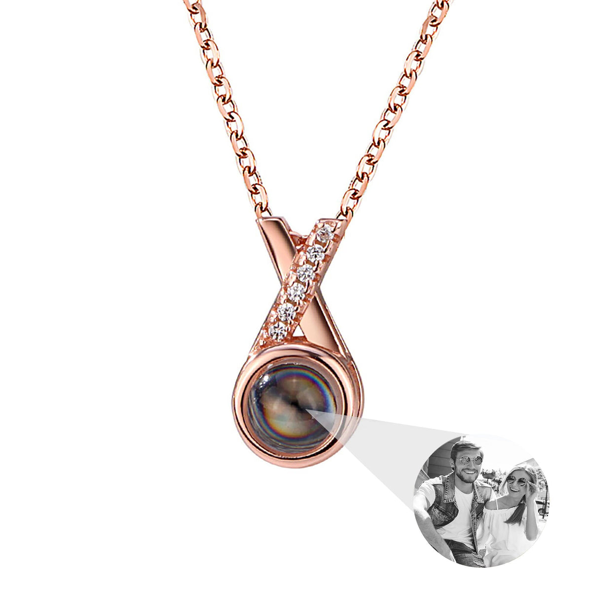 X-letter Projection Necklace With Customizable PhotosSilver 925 Necklace - MERGE.DAY.1.FREESTYLE