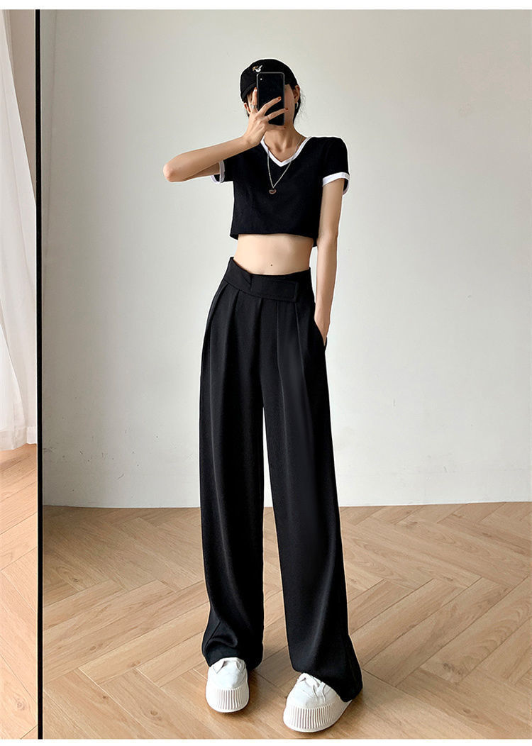 Casual Baggy Trousers Women Summer High-Waist Pants Loose Straight Mopping Pants - MERGE.DAY.1.FREESTYLE