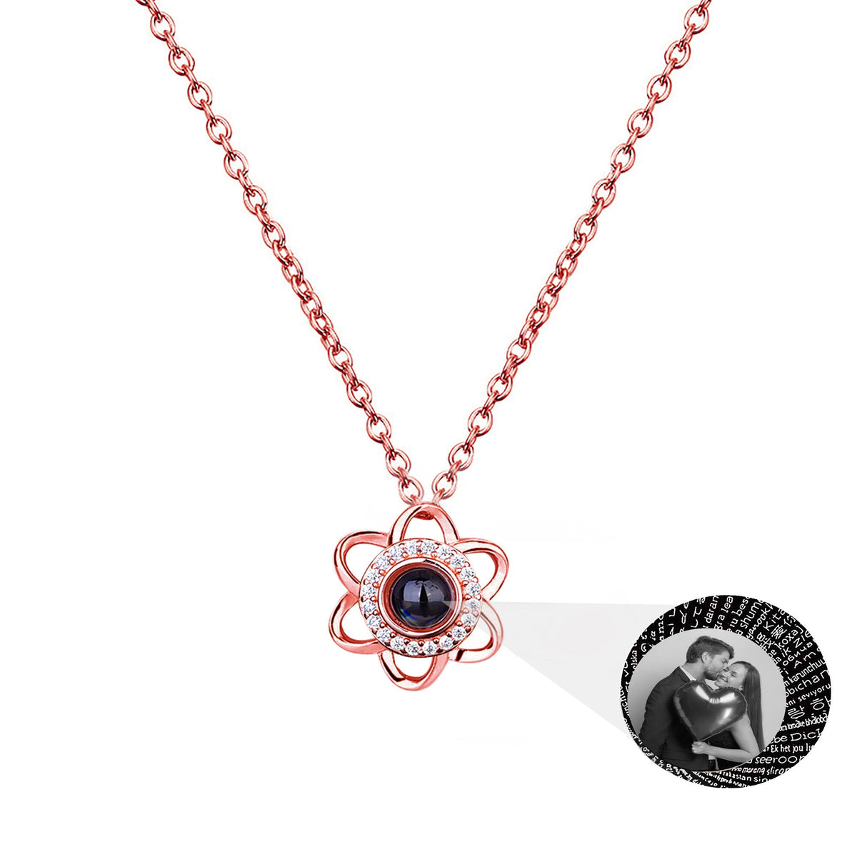 Flowers that can be customized for photosProjection Necklace Pendant Jewelry - MERGE.DAY.1.FREESTYLE