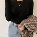 Slim Fit Autumn Winter Bottoming Pullovers Shirt Female Casual Basic Tops Goth - MERGE.DAY.1.FREESTYLE