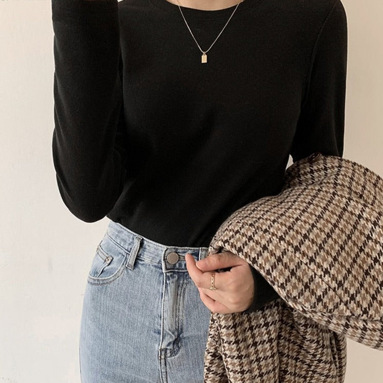 Slim Fit Autumn Winter Bottoming Pullovers Shirt Female Casual Basic Tops Goth - MERGE.DAY.1.FREESTYLE
