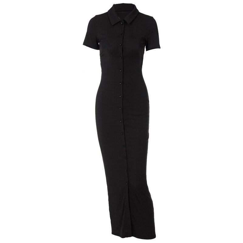 Sexy Backless Short Sleeve Shirt Dress Women Ribbed Buttons Up Bandage Knitted Bodycon Gown 2022 - MERGE.DAY.1.FREESTYLE
