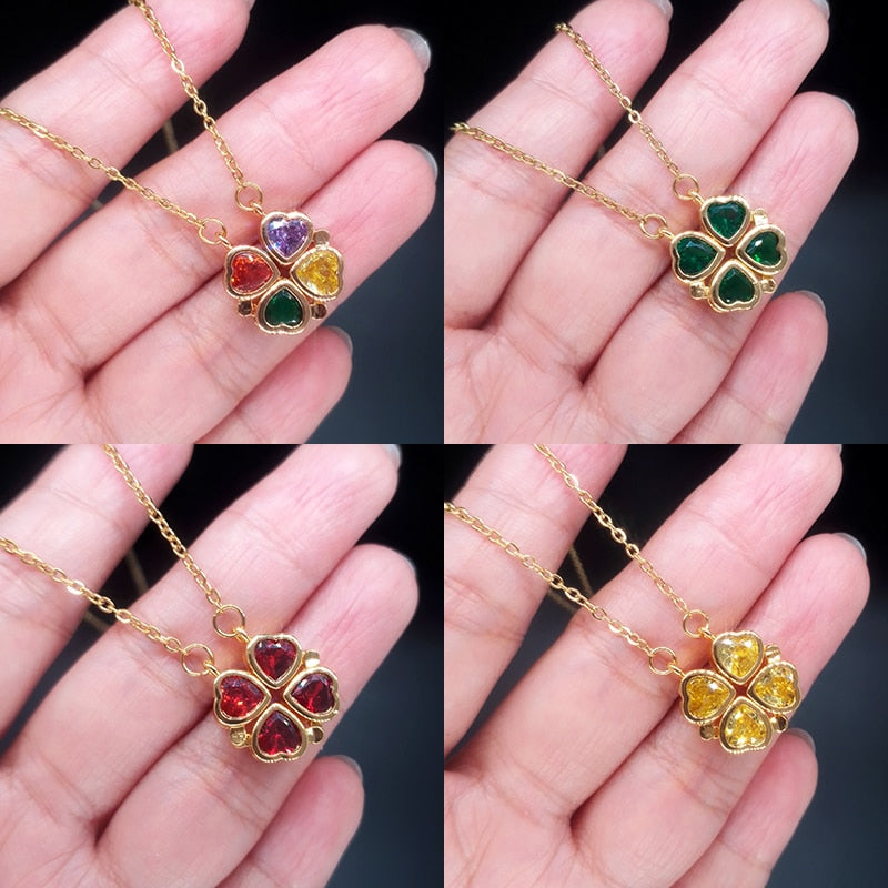 Trendy Flower Magnetic Attract Together Pendant Necklace - MERGE.DAY.1.FREESTYLE