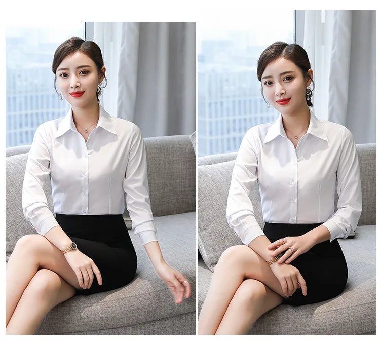 Polyester Cotton Shirts for Women Long Sleeve Blouse - MERGE.DAY.1.FREESTYLE
