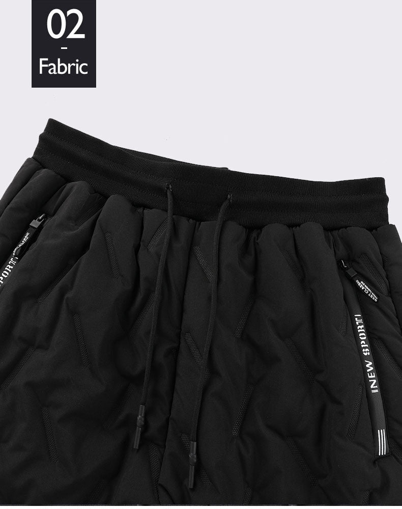 Winter Zip Pockets Thicken Fleece Sweatpants Joggers Water Proof Thermal Trousers - MERGE.DAY.1.FREESTYLE