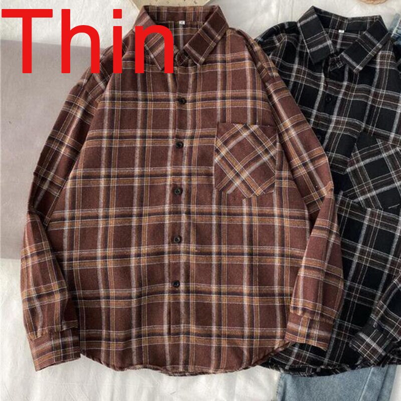 Velvet Thicken Plaid Shirts Blouses Autumn Winter Warm Shirts - MERGE.DAY.1.FREESTYLE