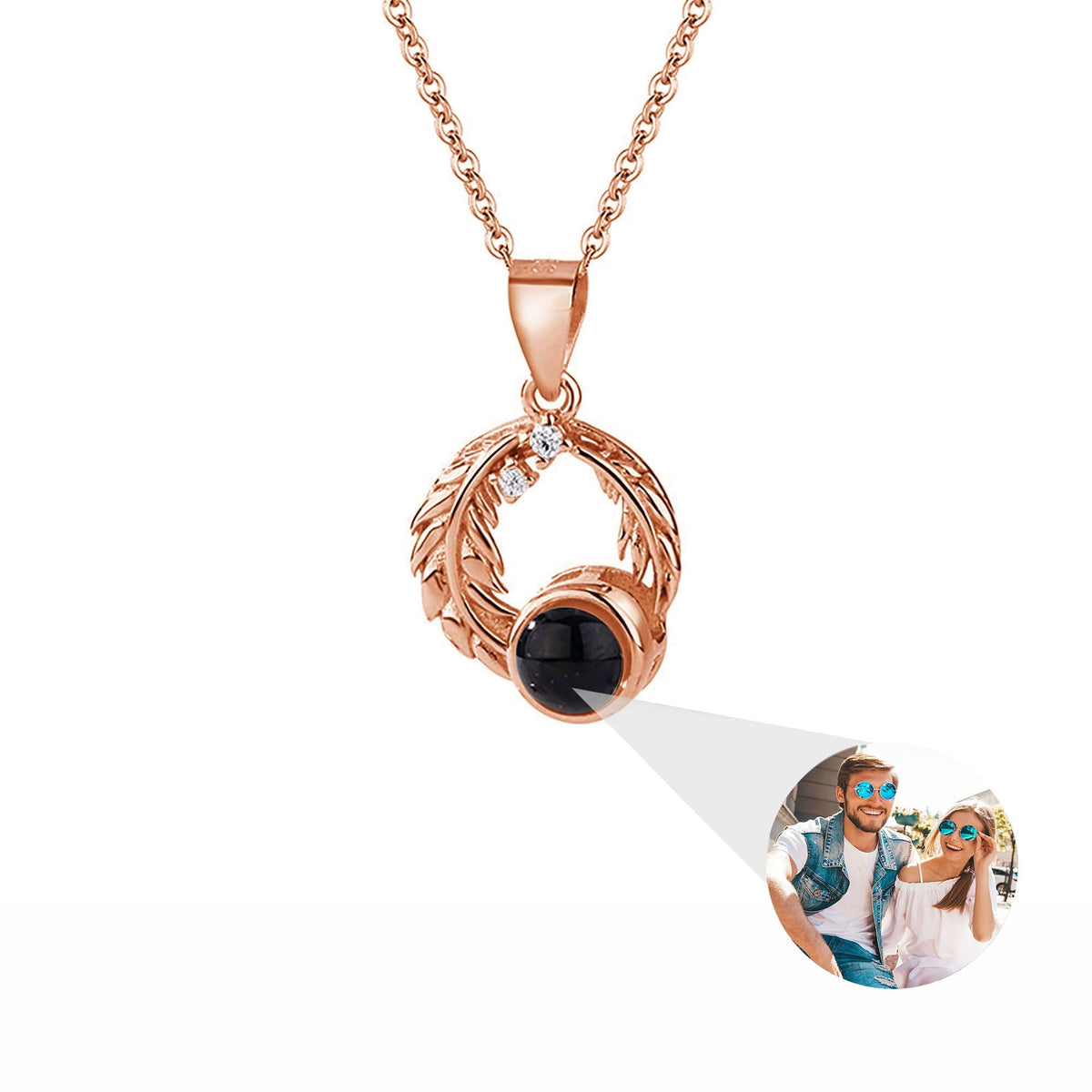 Feathers for customized photos Projection Necklace Pendant Jewelry For Lover Girlfriend - MERGE.DAY.1.FREESTYLE