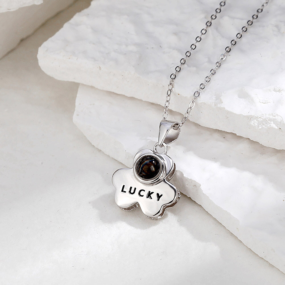 Customizable Photo Bear Projection Necklace Silver Shiny Necklace - MERGE.DAY.1.FREESTYLE